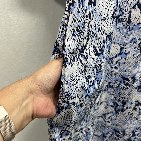 Chico’s Smocked Puff Sleeve Blue Reptile Print Midi Dress Women’s 16/18 (3) - Picture 5 of 11